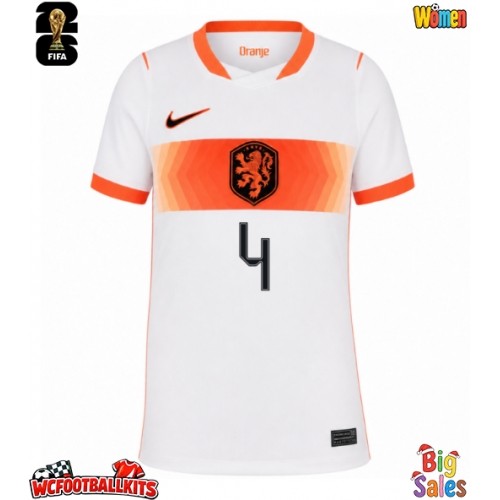 Netherlands Virgil van Dijk #4 Replica Away Stadium Shirt for Women World Cup 2026 Short Sleeve